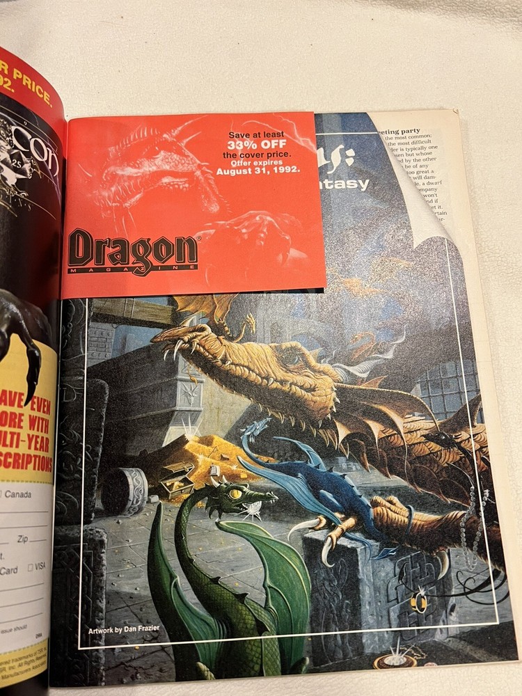 TSR Dragon Magazine # 182 Great Condition