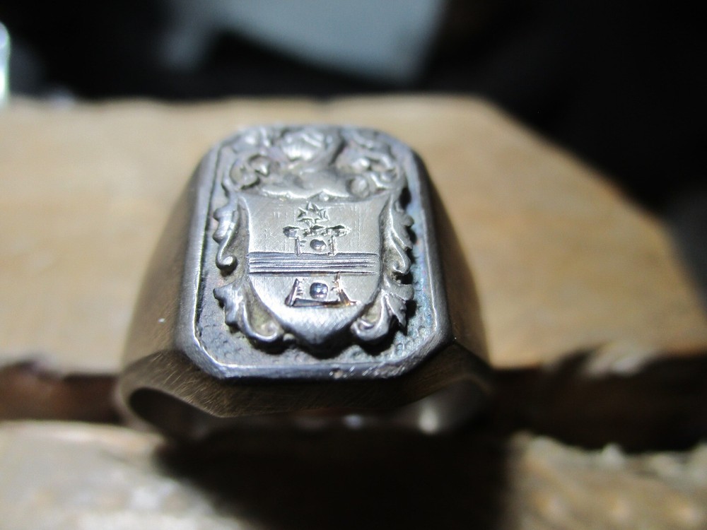 Men's Ring Shield with Engraving Personalized Silver 925/1000