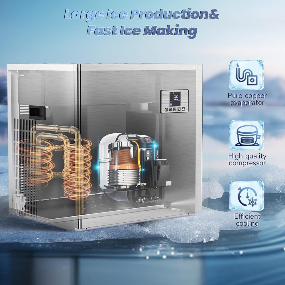 Commercial Ice Maker Machine 550LBS/24H Air-Cooled Ice Machine with Storage Bin