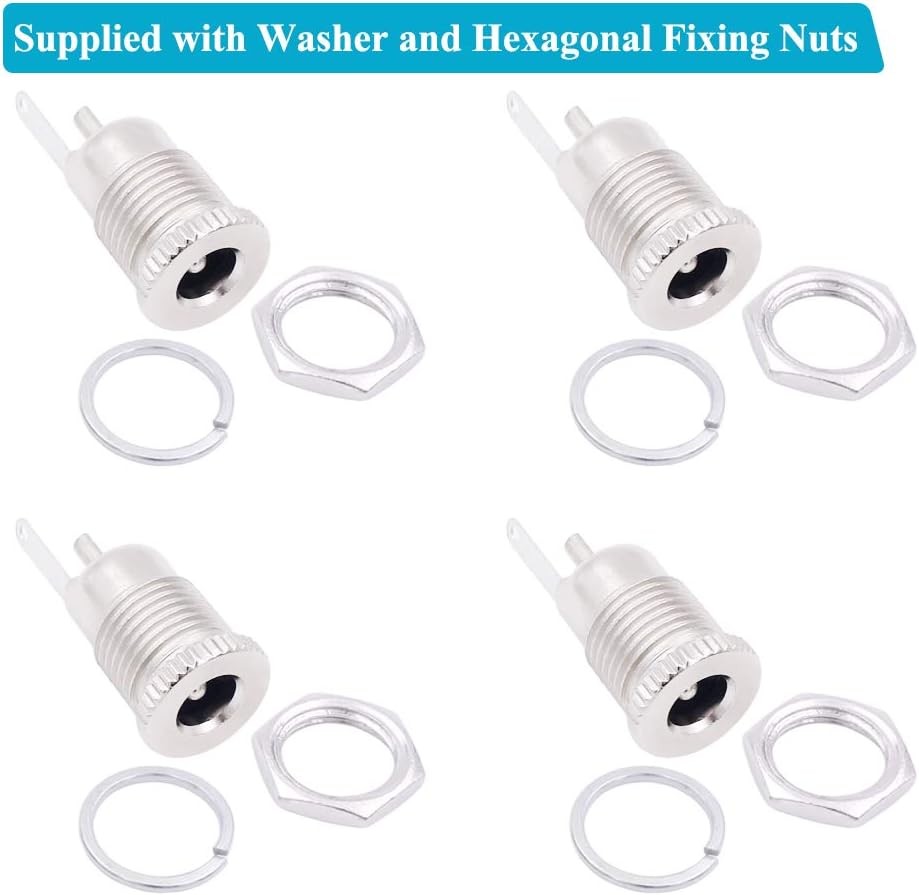DC Power Jack Socket, 4-Pack 5.5mm x 2.5mm Barrel Mounting Female Panel...