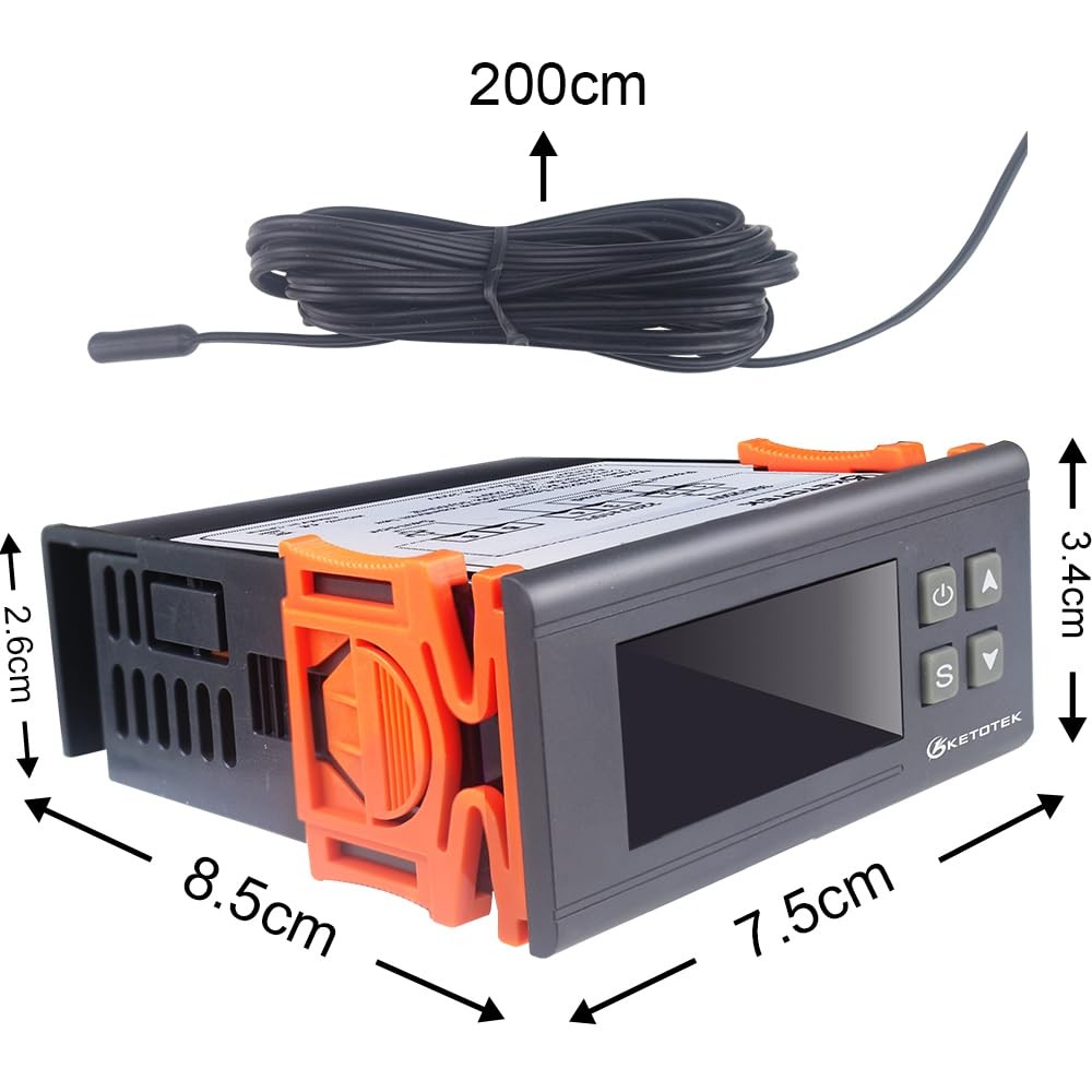 Digital Temperature Controller AC110V 10A 2m Waterproof Sensor | Heating
