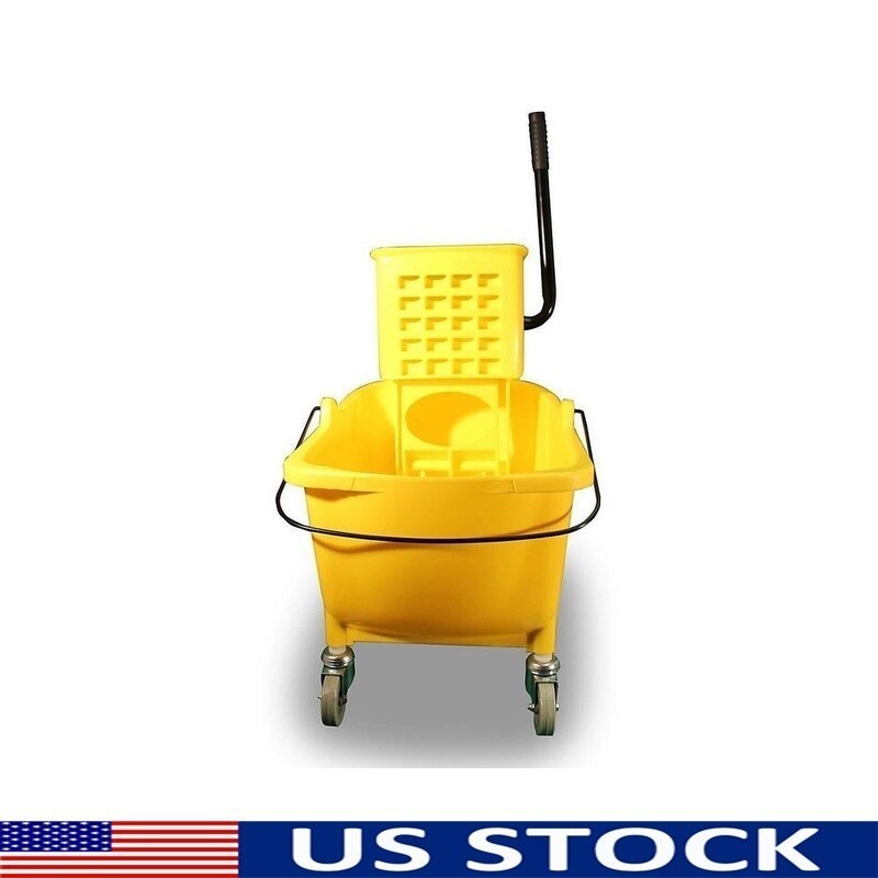 Mop Bucket Wringer Combo Efficient Cleaning High Back Low Front Mobility Yellow
