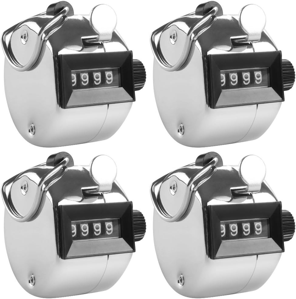 4 Digit Hand Tally Counters, 4 Pack Mechanical Lap Tracker Manual Clicker wit...