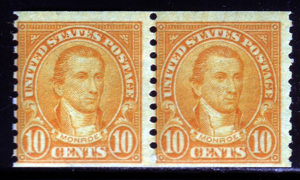#603** JAMES MONROE PAIR.  UNUSED with VARIOUS FAULTS.  SCV $3.50-$7