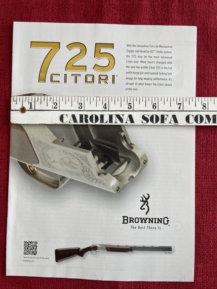 2012 Print Ad Browning 725 Citori Fire Light Mechanical Trigger Ad