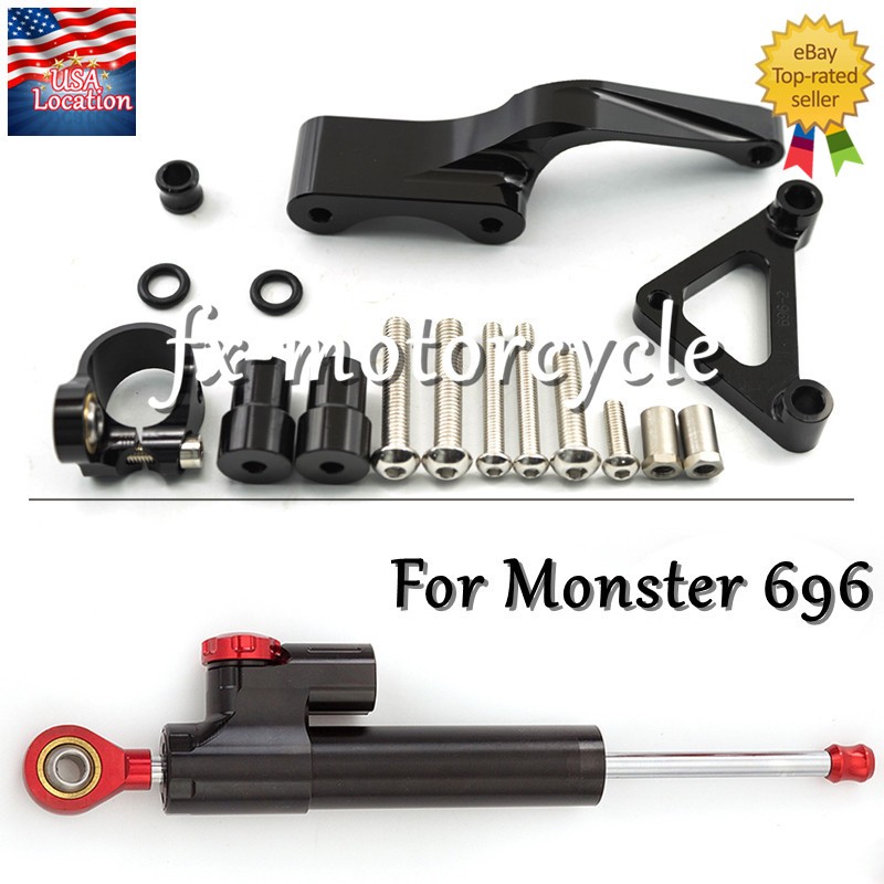 For Ducati Monster 696 Steering Damper Stabilizer with Bracket Mount Kit Holder