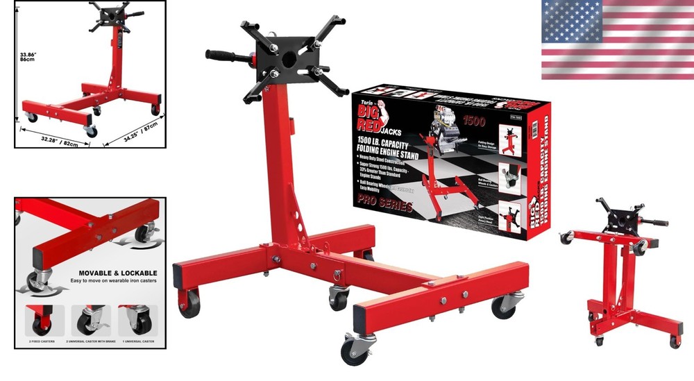 Heavy-Duty Engine Motor Stand - 1500 lbs Capacity, Folding & 360° Movement