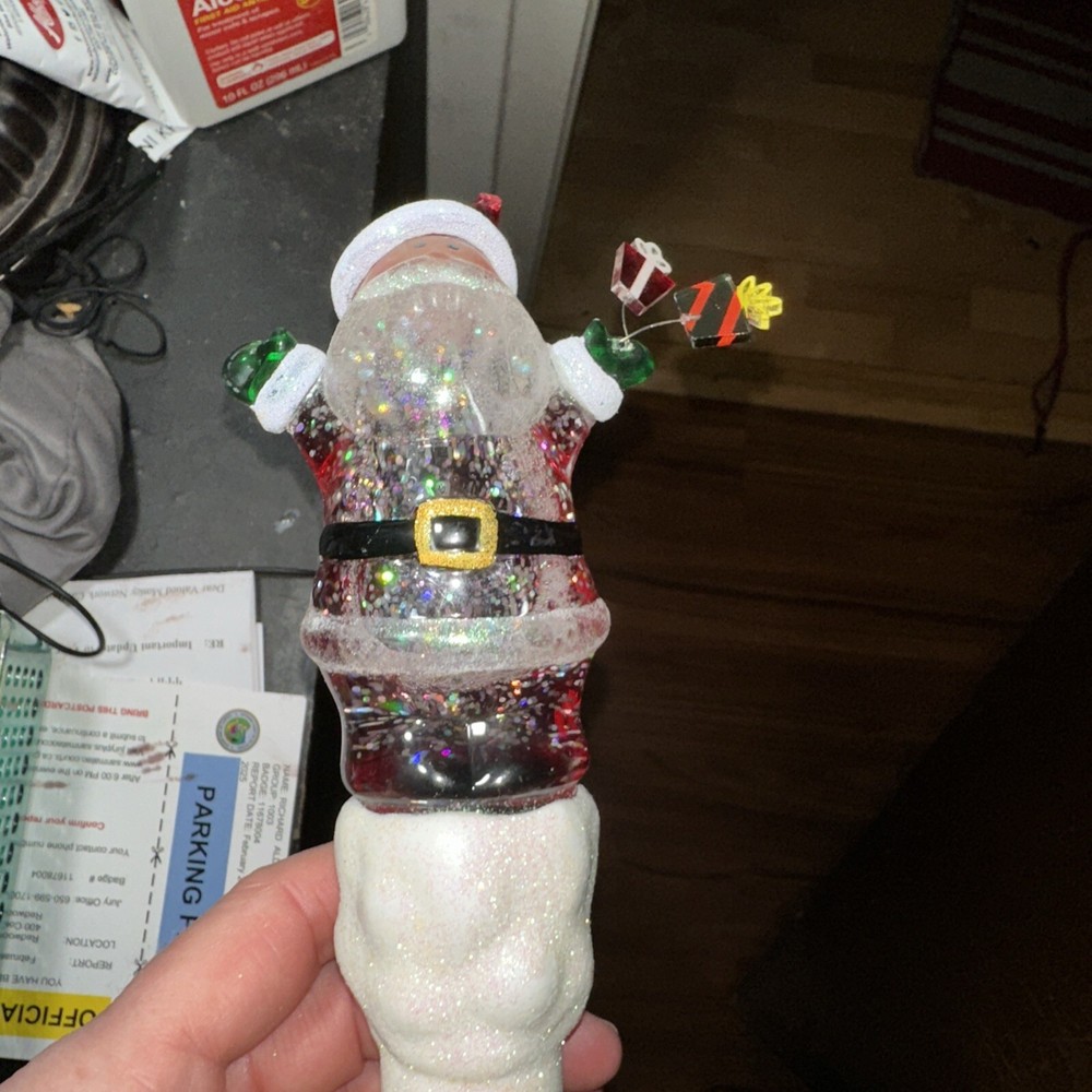 Santa night light with Jingles over his head