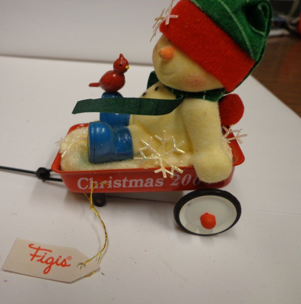 Vintage Figi's Red Wagon Christmas 2006 Figurine FLAWS