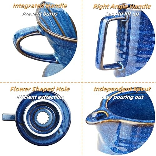 Pour Over Coffee Maker,Ceramic Coffee Maker With 40 pcs Paper V02 Starry Blue