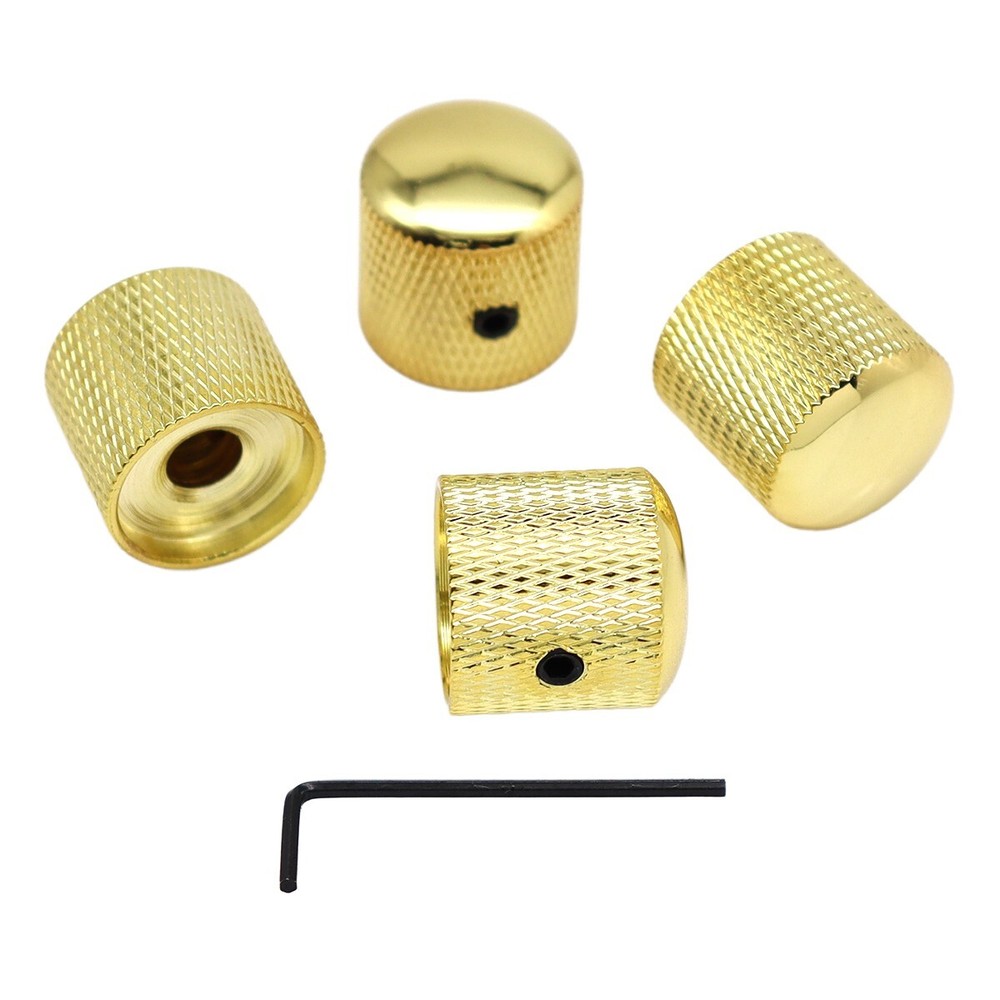4Pcs Gold Metal Dome Knobs Guitar Bass Volume Tone Speed Control Knobs
