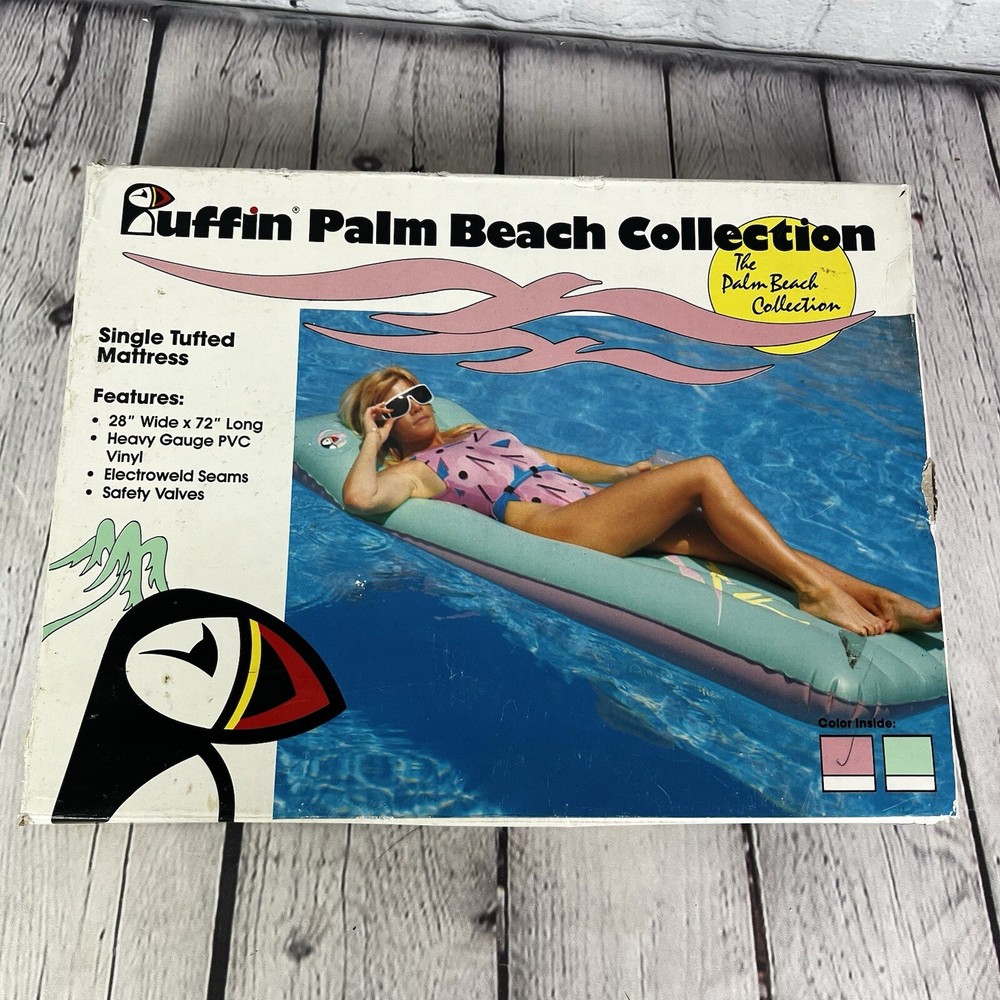Vintage Puffin Palm Beach Collection Single Mattress Inflatable Pool Float
