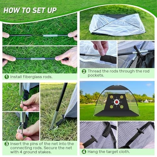 10x7FT Golf Net with Practice Mat - Hitting Aid for Backyard Training, Indoor/Ou