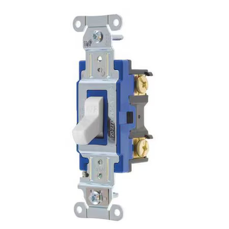 Bryant 4801Bw Wall Switch, 15A, White, 1-Pole Type, Toggle