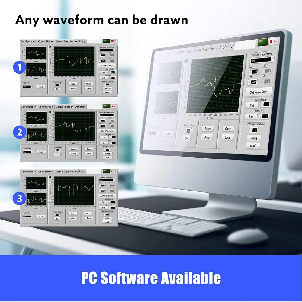 2-Channel Function Arbitrary Waveform 60MHz Signal Generator Frequency Counter