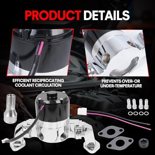 Small-Block Electric Water Pump for Chevy 283-327-400 SBC, Chorme Aluminum-35