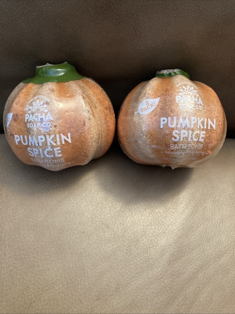 Pacha Soap Co, 2-2 pack Bath Bombs, Pumpkin Spice, 7oz Each