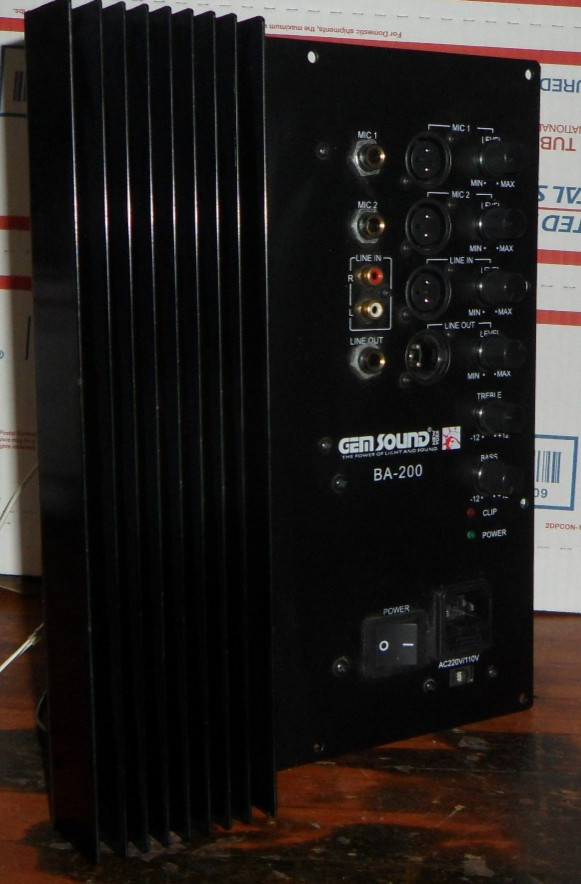 Gem Sound BA-200 DJ Professional Powered Speaker 200W Amplifier & Control Panel