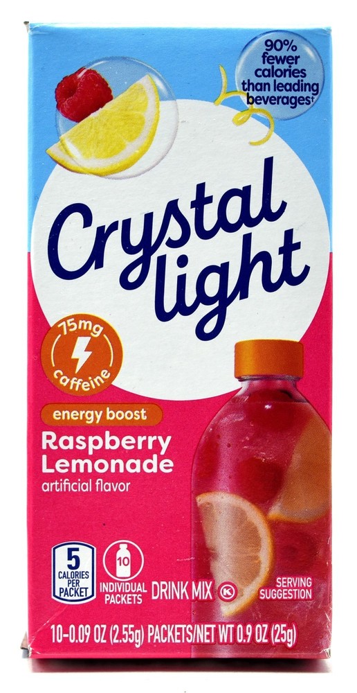 8 10-Packet Boxes Crystal Light Energy Boost Raspberry Lemonade Drink Mix