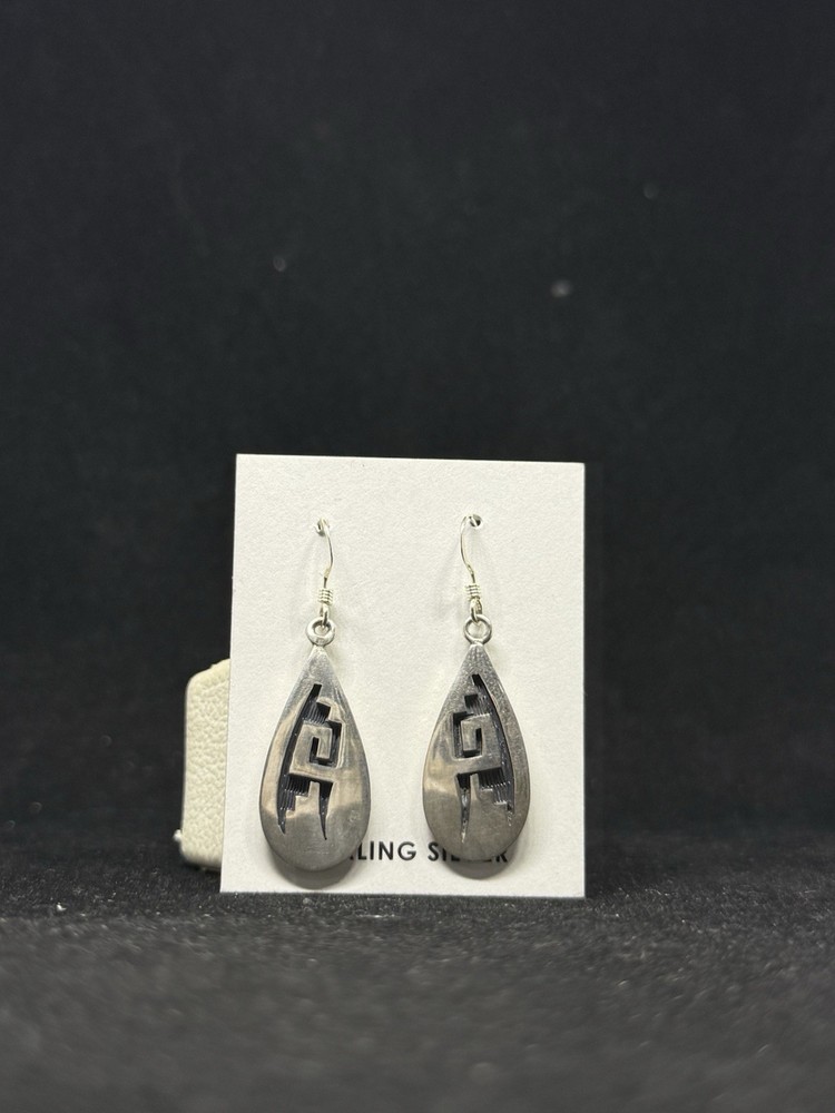Handmade Native American Hopi Plain Sterling Silver dangle Earrings