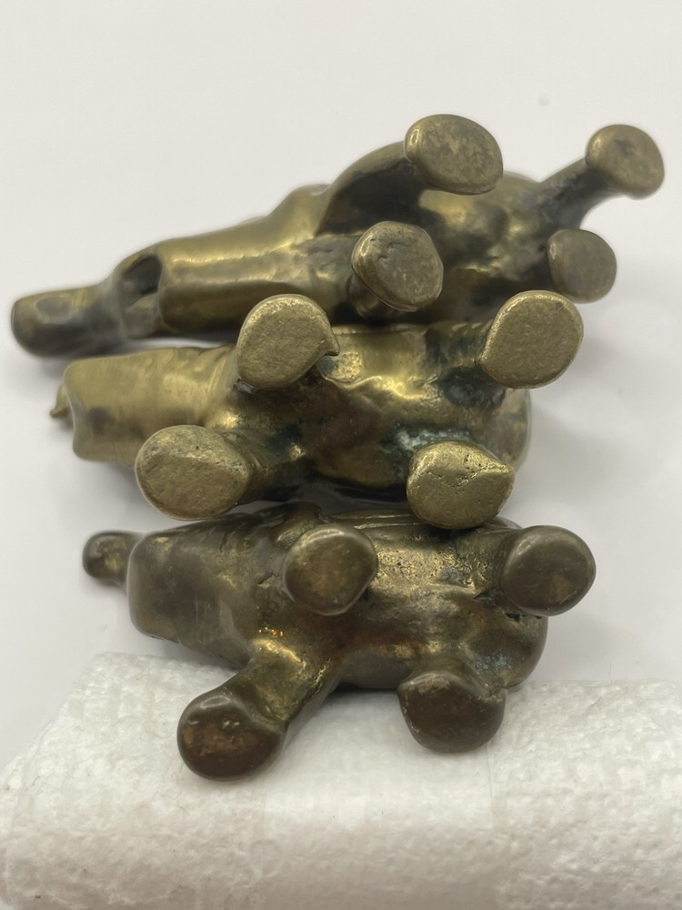 Three Miniature Brass Elephants In Graduated Sizes