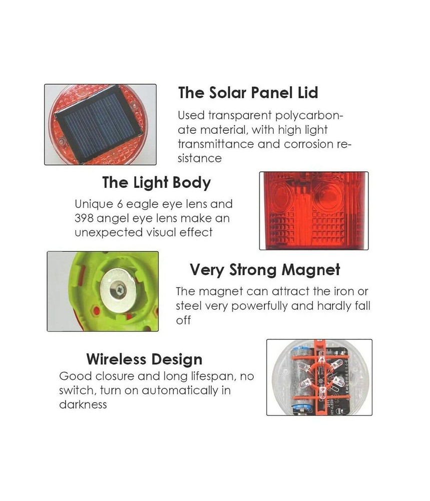 Solar Strobe Warning Light, with Strong Magnetic Base High Bright L... Fast Ship