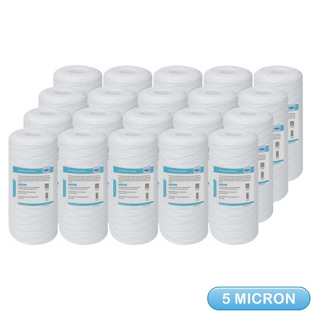 20 Pack 10" x 4.5" String Wound Sediment Water Filter Fit for Big Blue 5 Micron