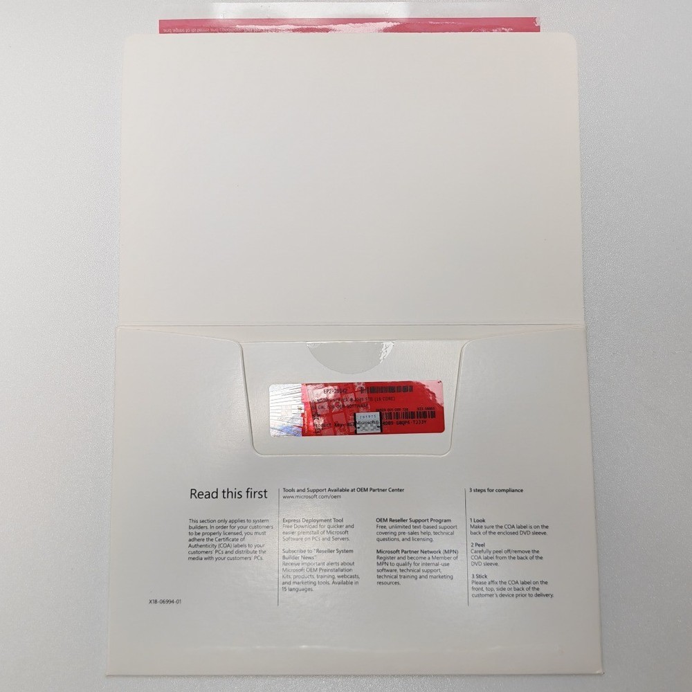 Microsoft Windows Server 2025 Standard 64Bit 16 Core 50 CALs DVD With Key Sealed