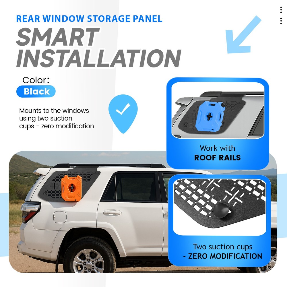 Pair Rear Window Storage Molle Modular Panel Cargo Rack For Toyota 4Runner 10-24