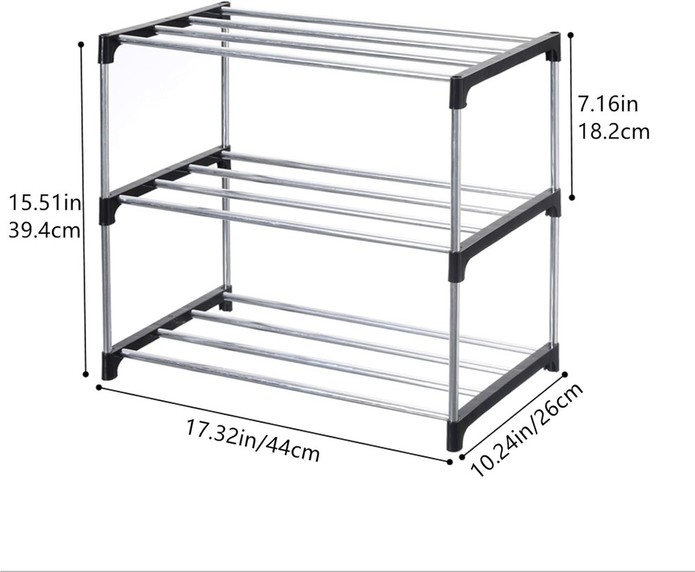 Elegant 3-Tier Black Shoe Rack – Easy Assembly & Stylish Storage Solution