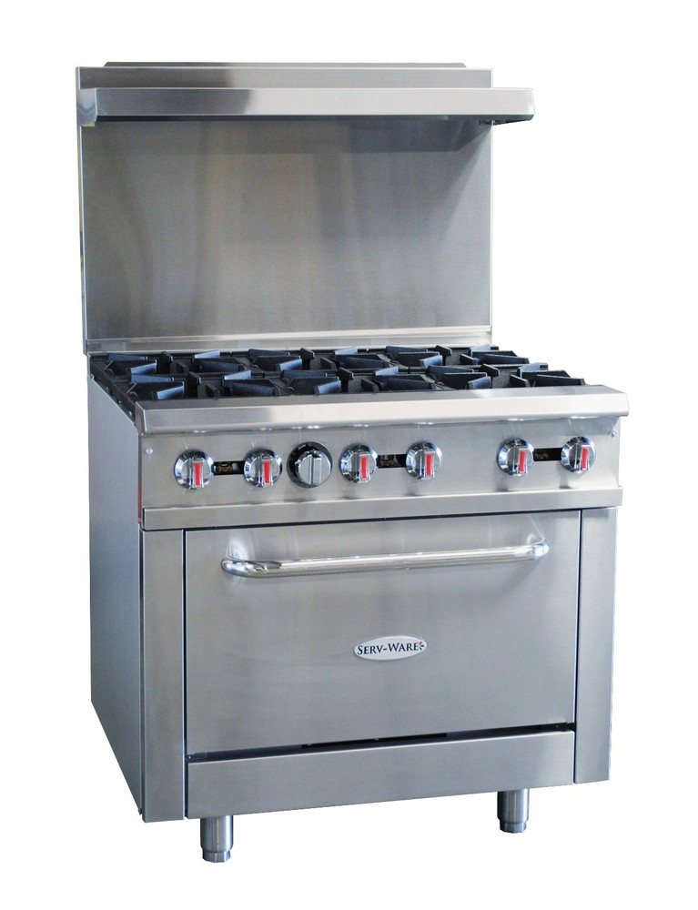 Serv-Ware SGR-6B 36" Gas Restaurant Range w/ (6) Open Burners