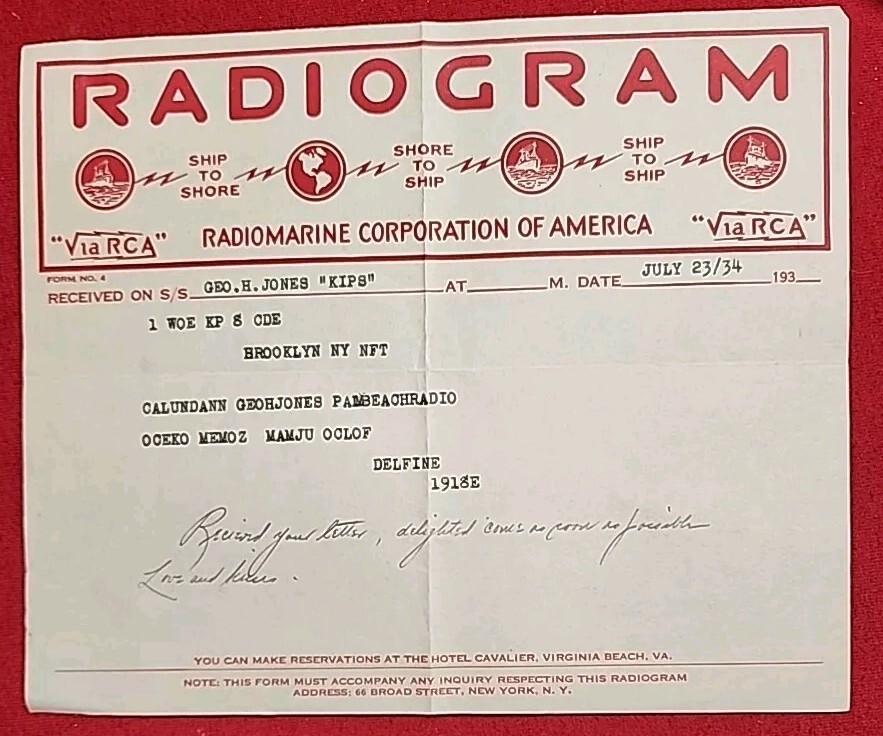 RADIOGRAM, JULY 23/ 1934