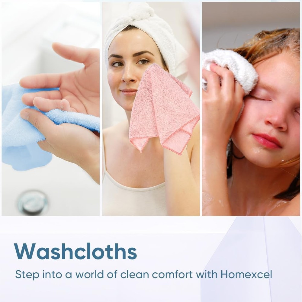 Microfiber Washcloths 24 Pack, Highly Absorbent and Soft Face Multi-Purpose