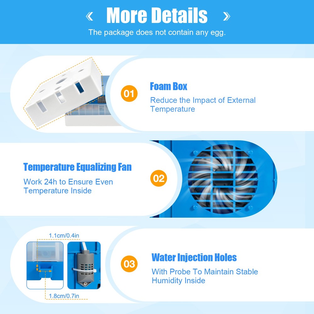 48 egg incubators with fully automatic function and dual power supply 110V