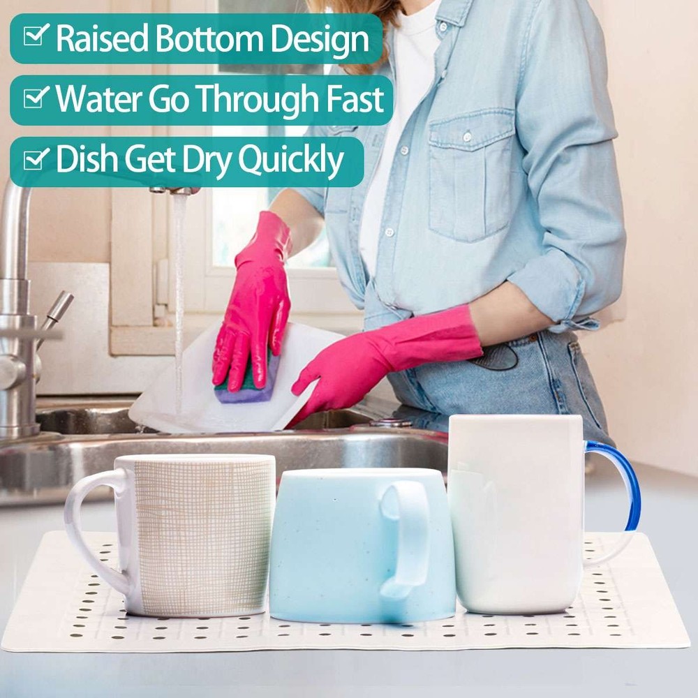 1-4 Pcs Kitchen Rubber Sink Mat Drain Pad Counter Protector Non-Slip Mesh new