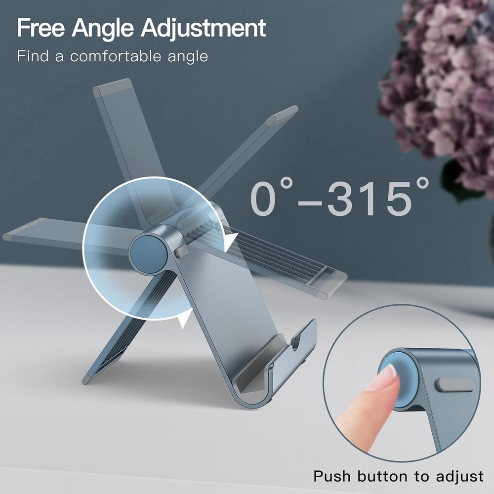 JETech Tablet Stand, Adjustable Portable Desktop Holder, Foldable Dock Grey