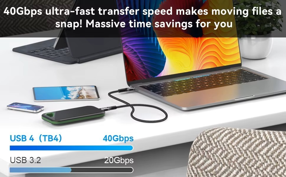 Apple 240W USB-C Charge Thunderbolt Fast Charging Cable Lightning Data Transfer