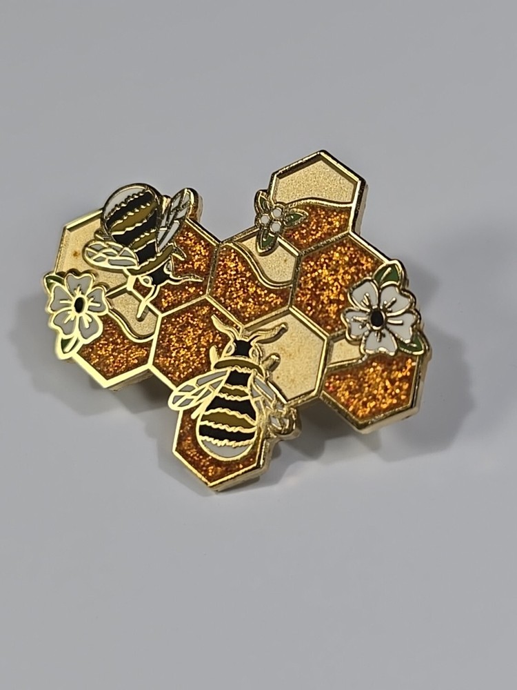 Bees On Honeycomb Lapel Pin