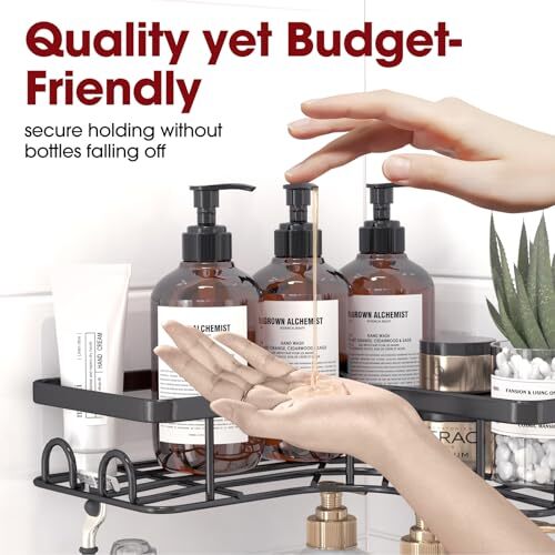 Corner Shower Caddy - 2 Pack, Adhesive Shower Organizers, Medium Black