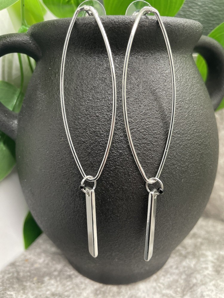 3.5” Silver-tone Earring Set Boho Bead Retro Drop Dangle New Free Ship B1390