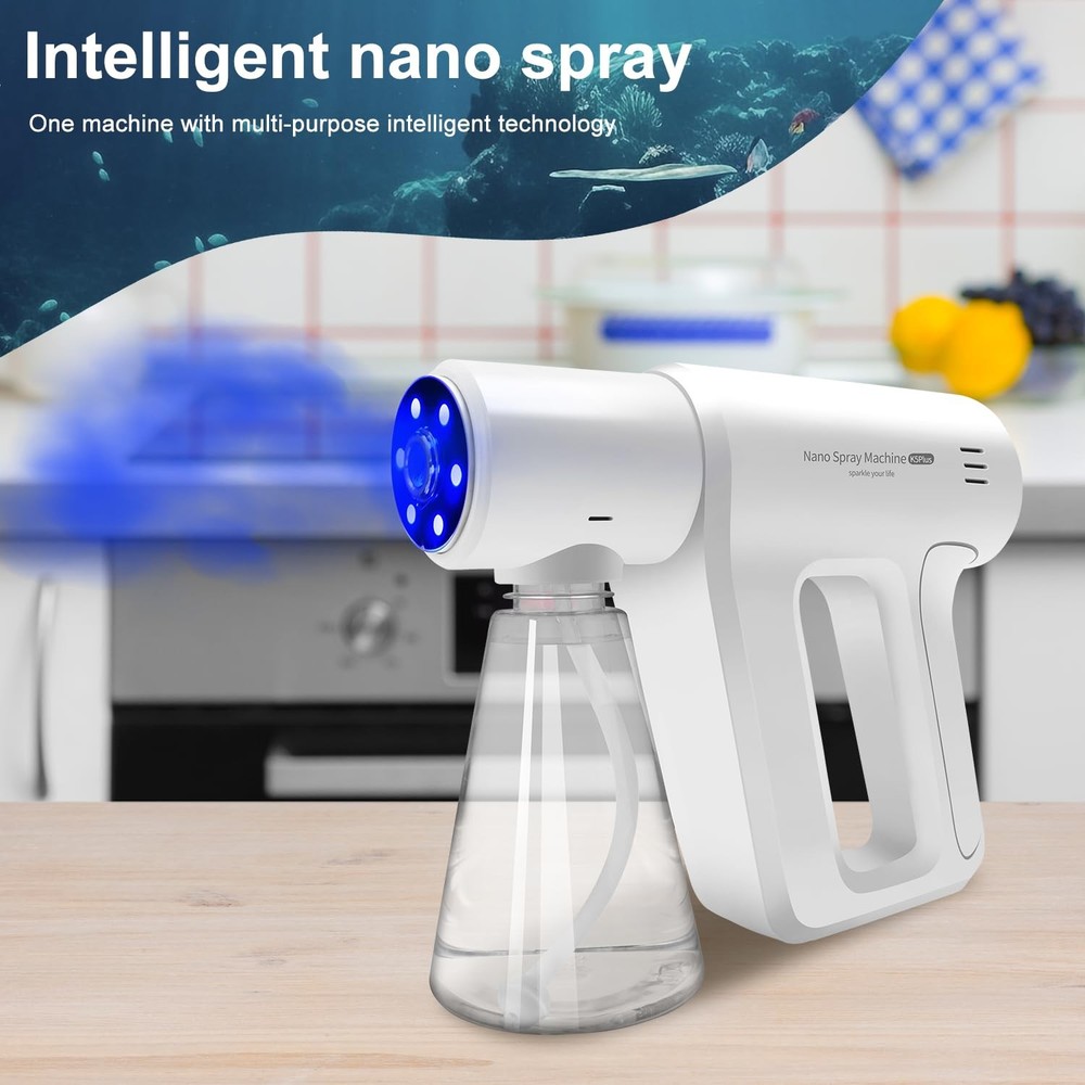Atomizer Sprayer，Rechargeable ULV Nano Sprayer with Blue Light,Electrostatic ...