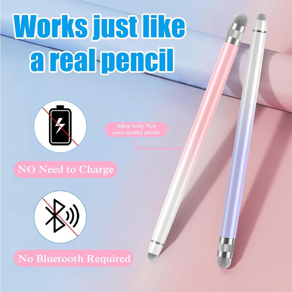 Stylus Pens for Touch Screens (2-Pack), for iPhone, iPad, Android, and Surface (