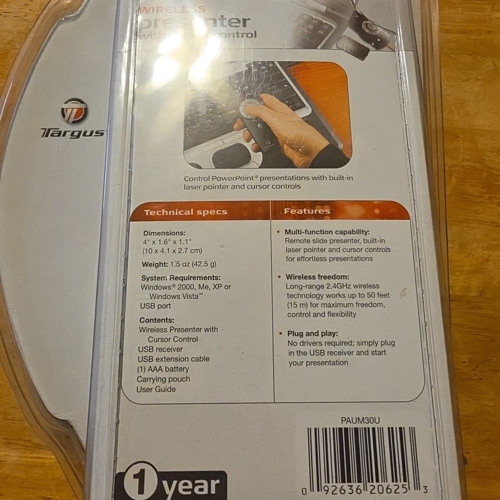 Targus Wireless Presenter w/Cursor Control Laser Pointer 50 Foot Range