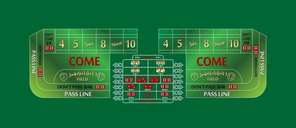 Craps Table Layout Felt - 10 Foot Green