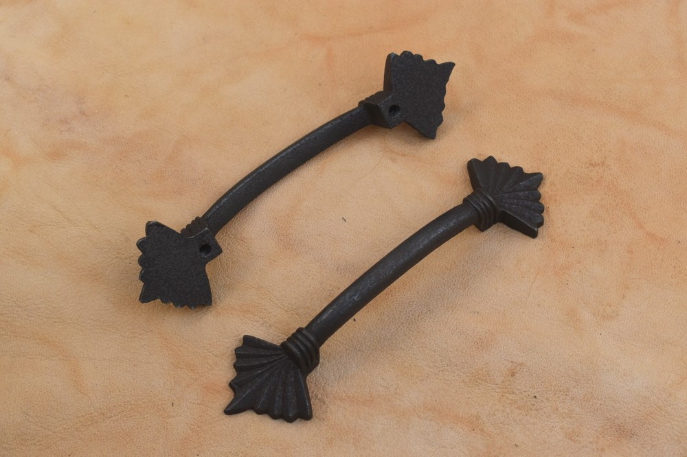 Vintage style door gate handle cast iron Kitchen Cabinet Drawer pull 6 pcs