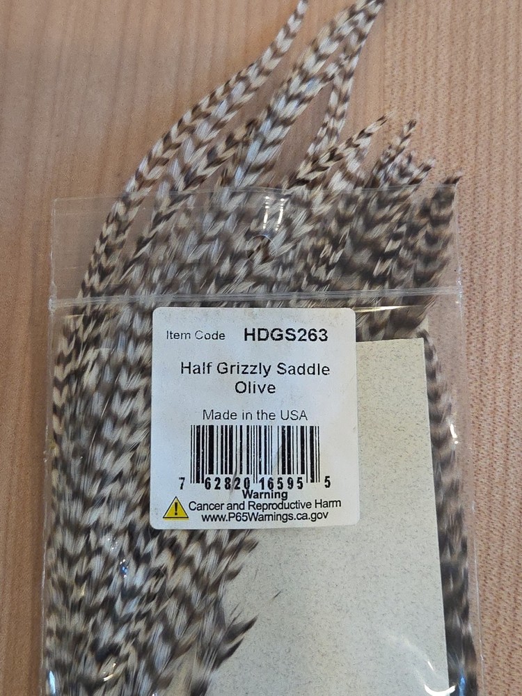 Hareline Half Grizzly Saddle Olive