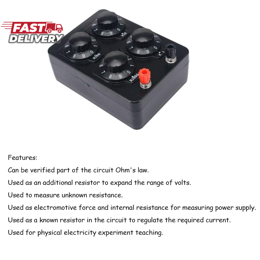 Acxico 1Pcs 0-9999 Ohm Simple Resistance Box Precision Variable Resistor for Phy