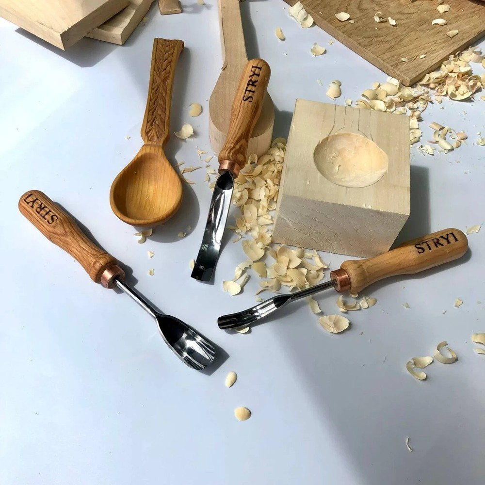 Spoon carving kit, Bowl and kuksa carving kit, Gift for husband, Gouges set