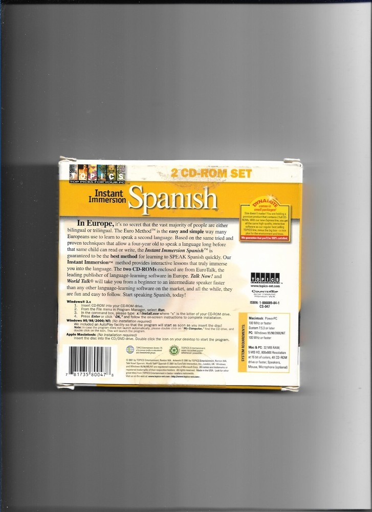 Instant Immersion Spanish, (2 Disc Set, PC/ Mac)