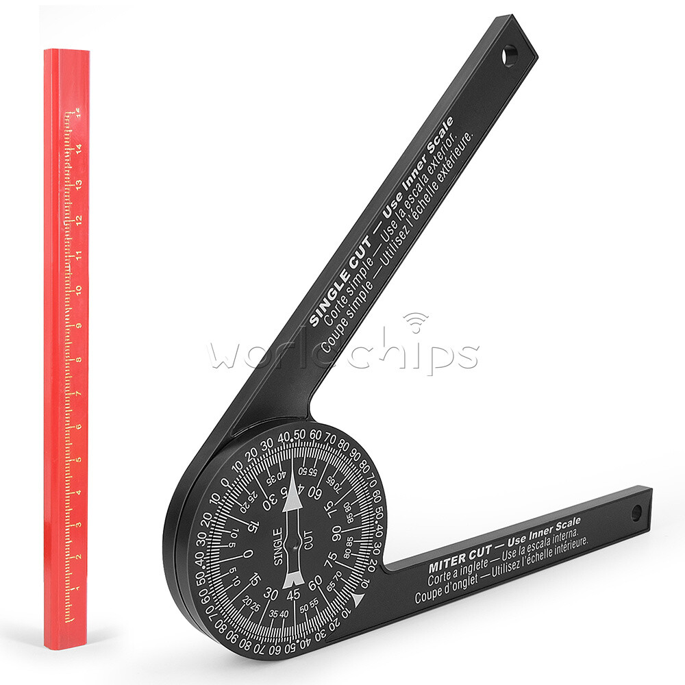 Miter Saw Protractor ABS Angle Finder Level Meter Goniometer + pencil
